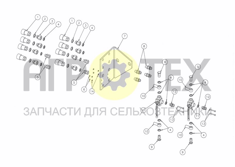 Чертеж HYDRAULICS QUICK COUPLINGS FRONT FRAME