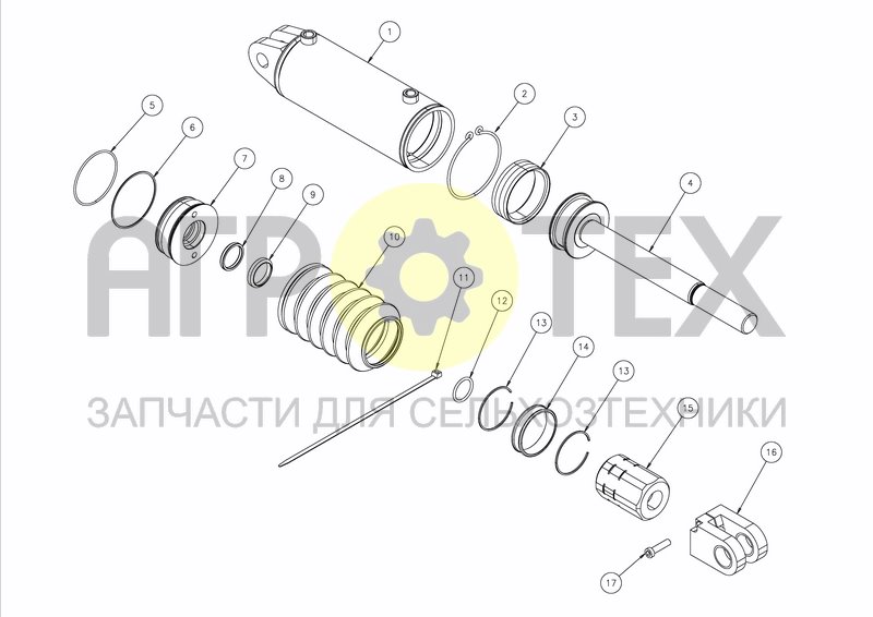 Чертеж CYLINDER D100X200 + STOP CONTROL