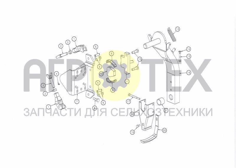 ARM AND FIXING DEVICE FOR DEPTH WHEEL, PX/RX ON-LA (№8 на схеме)