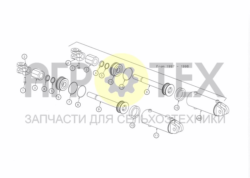 Чертеж CYLINDER D100X215 + STOP FOR WHEEL