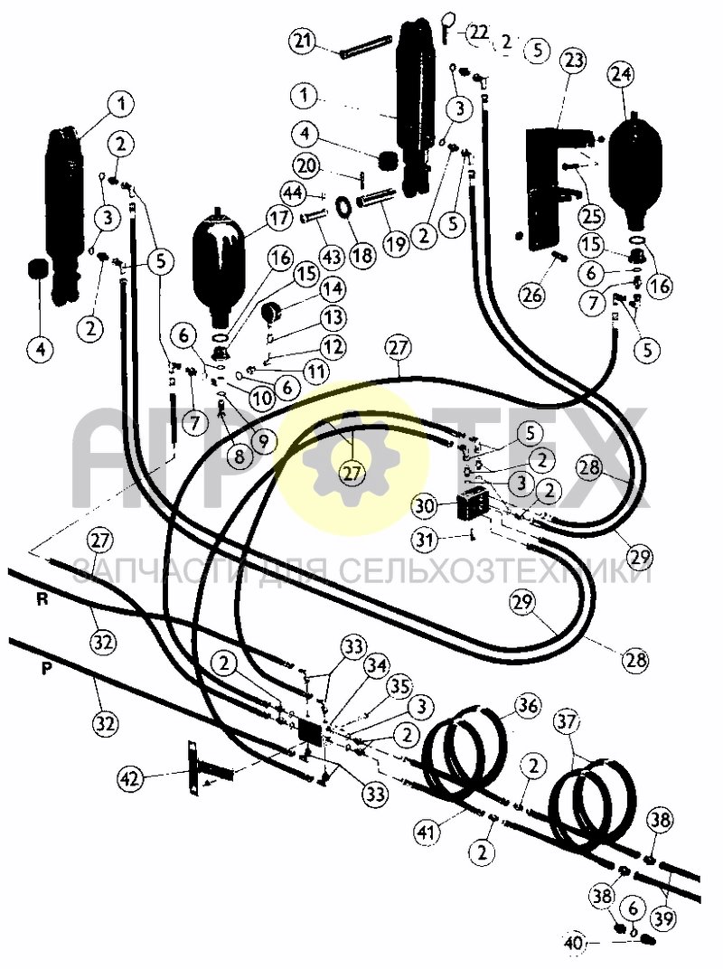 HYDRAULICS MIDDLE SECTION (FROM 01.04.96) (№35 на схеме)