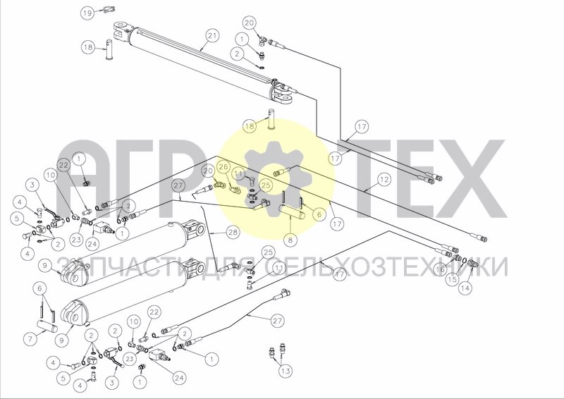 Чертеж HYDRAULICS TURN-OVER + ALIGNMENT, PX/RX CAT 3 + 4