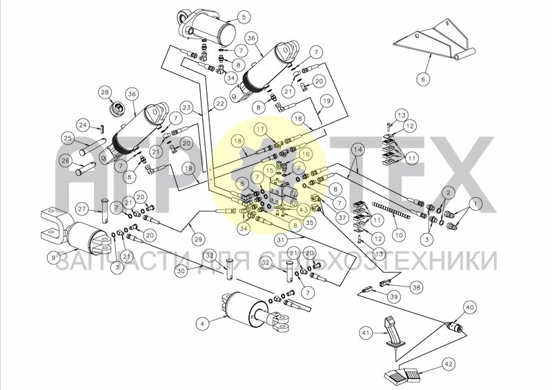 Чертеж HYDRAULICS LIFTING + TOP LINK + FURROW ADJUSTMENT