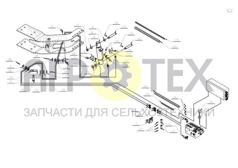 Чертеж HYDRAULICS AND ELECTRONICS FRAME MOUNTED WHEEL