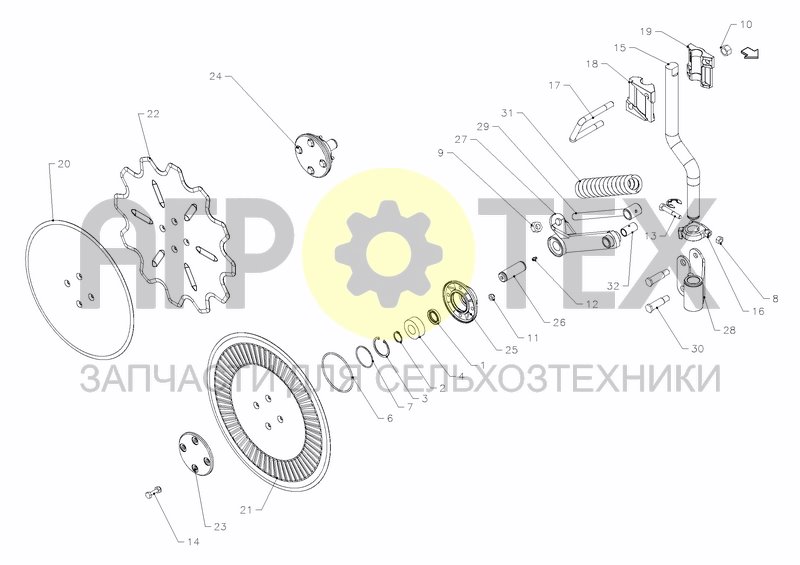 DISC COULTER, SPRING LOADED (№12 на схеме)