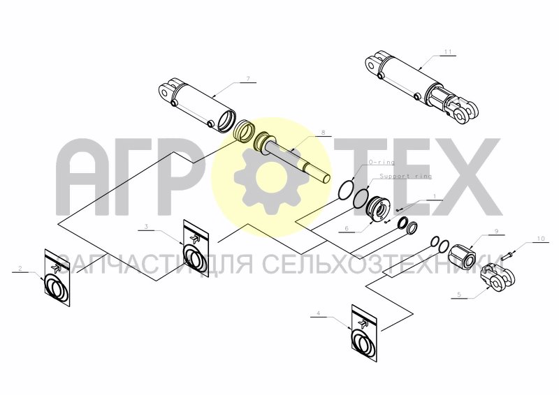 CYLINDER D80-D40X470+150 (KK354709) (№3 на схеме)