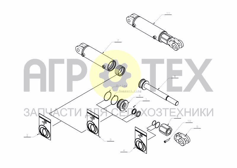 Чертеж CYLINDER D80 - D40 X 520 + 200 (KK354710)