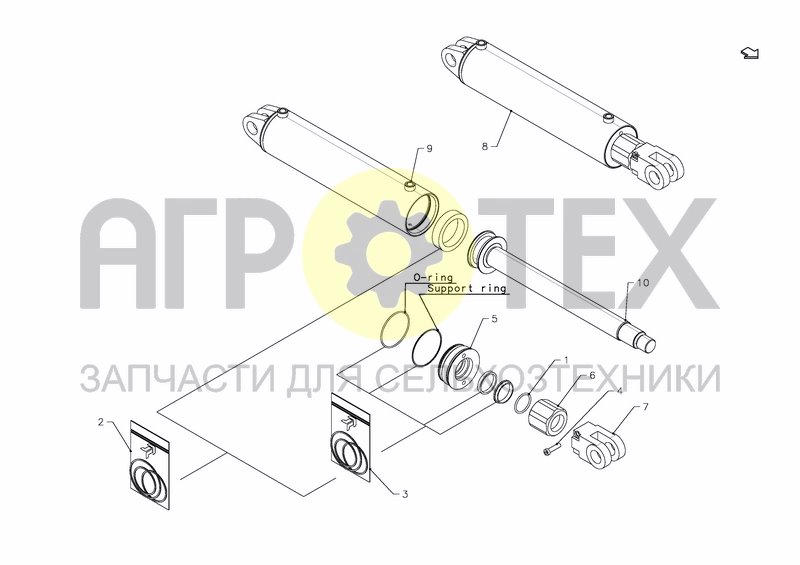 Чертеж CYLINDER D100-D50X697+400