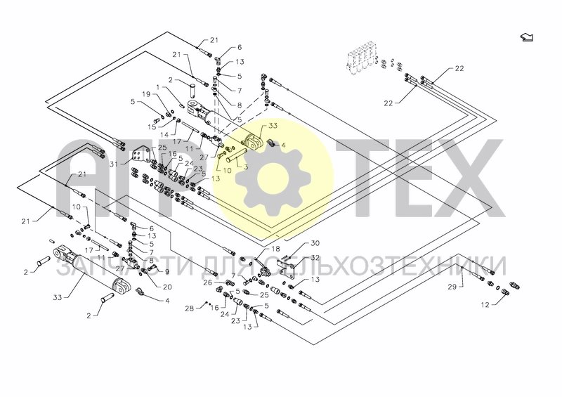 Чертеж HYDRAULICS S-ARM FRONT SECTION