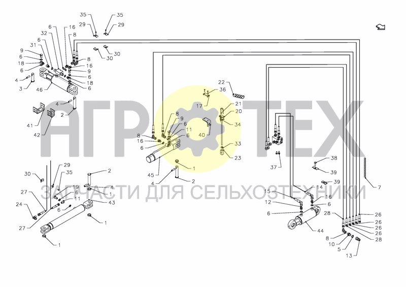 Чертеж HYDRAULICS HS-110+ FRONT FURROWS ADJUSTMENT