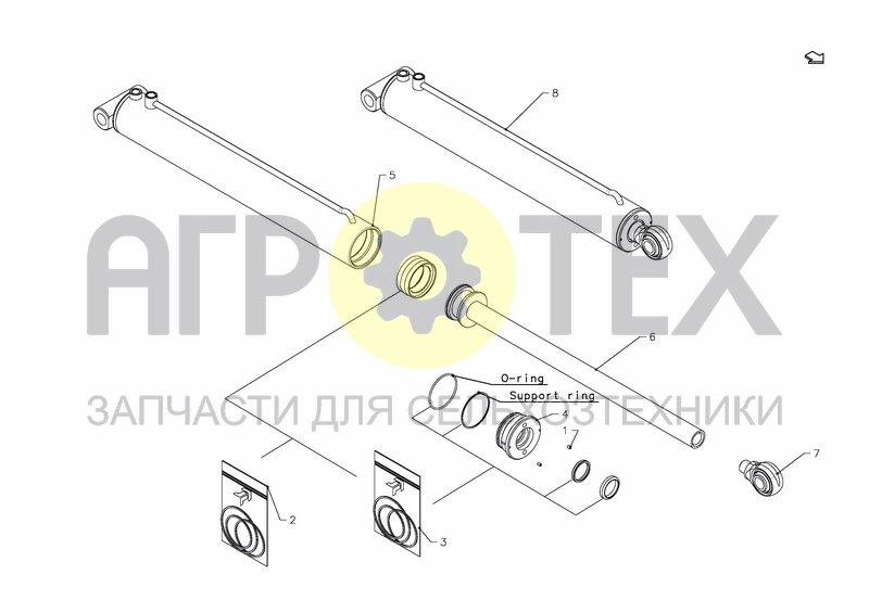 CYLINDER D80-D40X770+590(KK354721) (№1 на схеме)