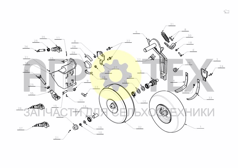 DEPTH WHEEL WITH PLATE ARM (№19 на схеме)