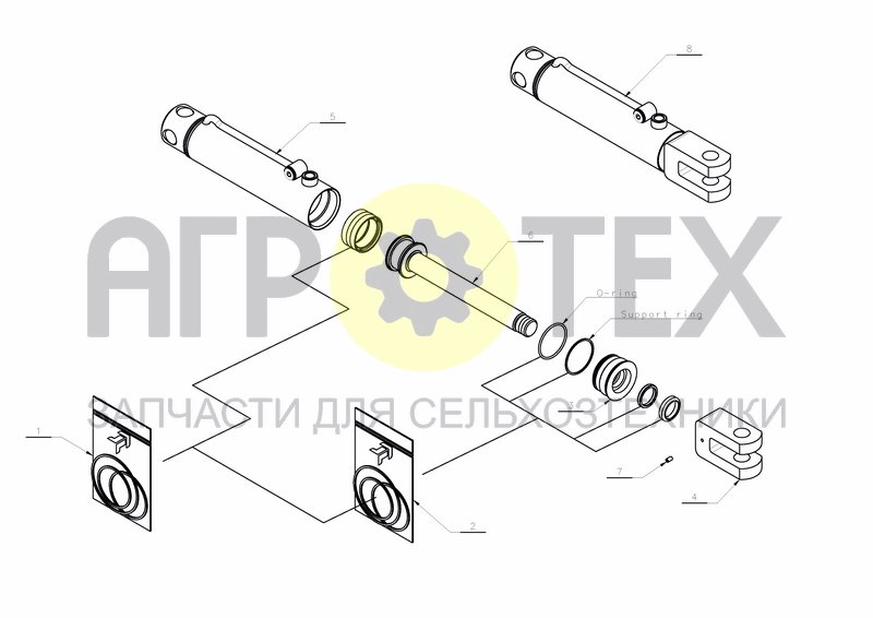 Чертеж CYLINDER D63-D32X400+200 (KK353680)