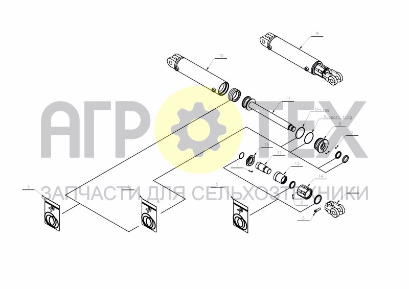 Чертеж CYLINDER D80 - D40 X 620 + 300 (KK354510)