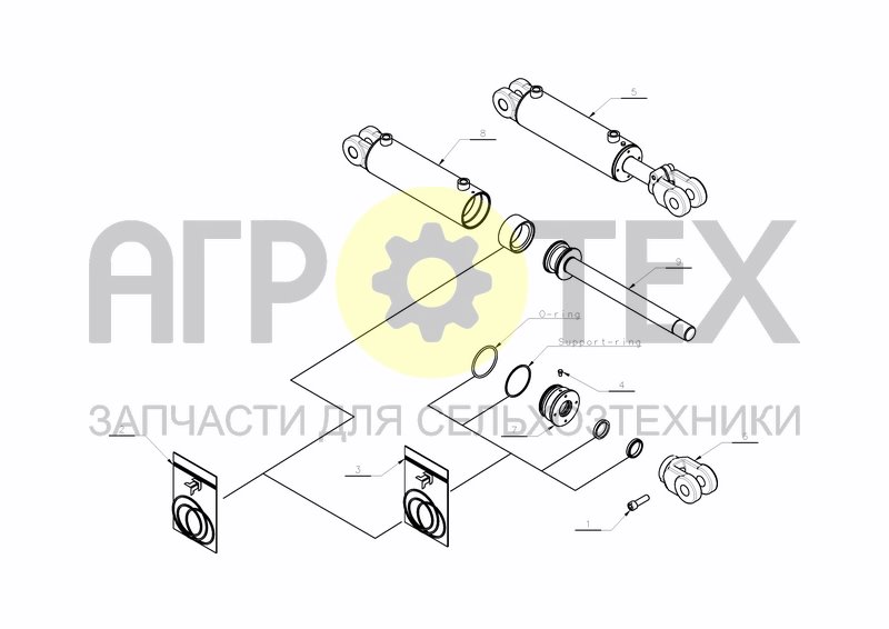 Чертеж CYLINDER D75-D35X520+200 (KK353906)