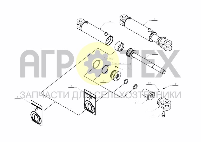 Чертеж CYLINDER D75-D35X520+200 (KK353905)