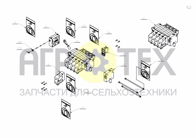 Чертеж VALVE BLOCK DANFOSS 4 SECTIONS