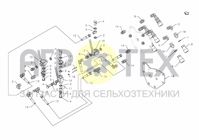 Чертеж HYDRAULIC CONNECTION REAR PLOUGH