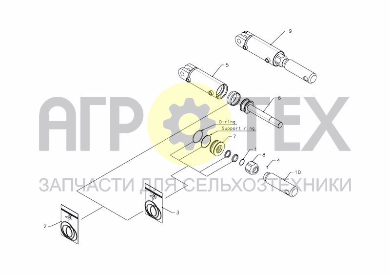 Чертеж CYLINDER D75-D35X510+130 (KK359015)