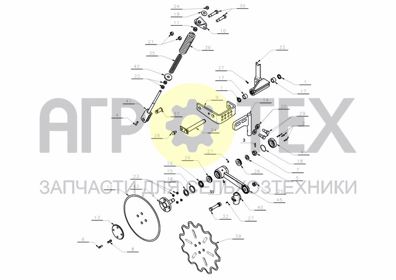 DISC COULTER HD 20&22 - SPRING LOADED STD. BEAM (№25 на схеме)