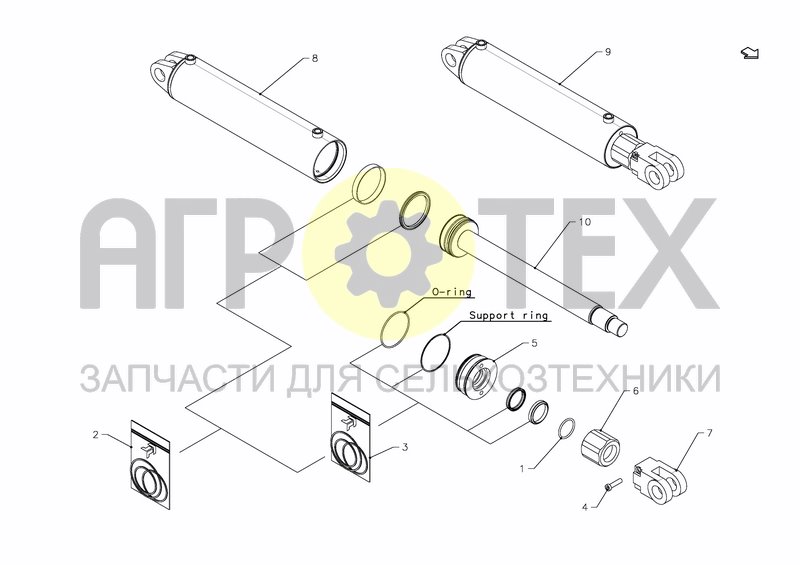 Чертеж CYLINDER D100-D50X697+400 (KK359023)