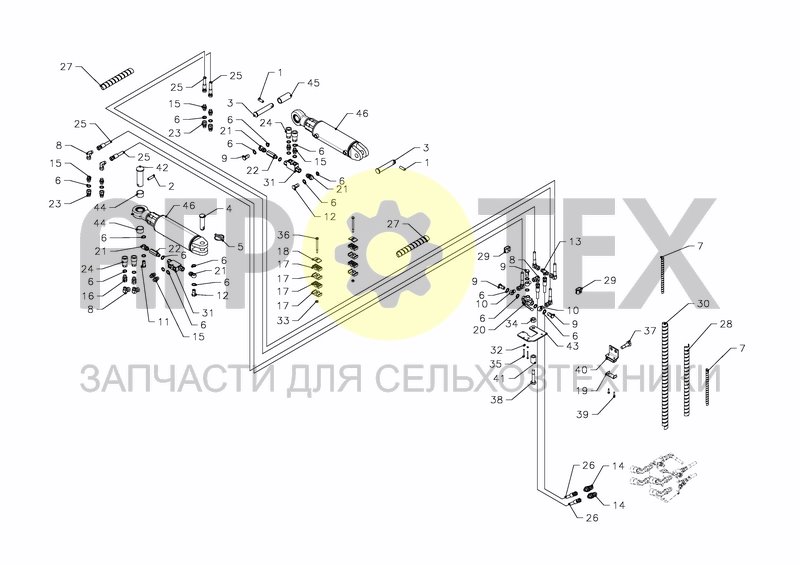 Чертеж PW/RW-HYDRAULICS S-ARM REAR SECTION STEPWISE LD-HD