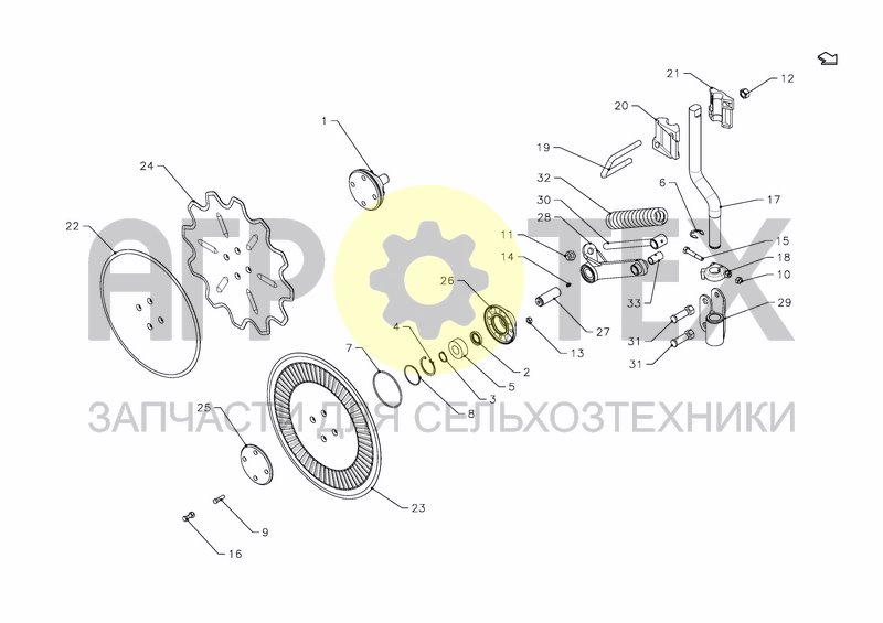 DISC COULTER, SPRING LOADED (№14 на схеме)