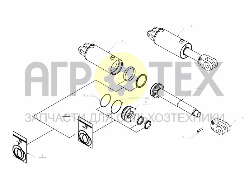 Чертеж CYLINDER D100-D50X530+150 (A1330030)