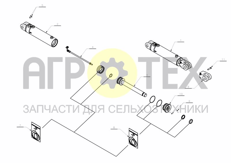 CYLINDER D80-D40X570+250 W SENSOR (A133013288) (№8 на схеме)