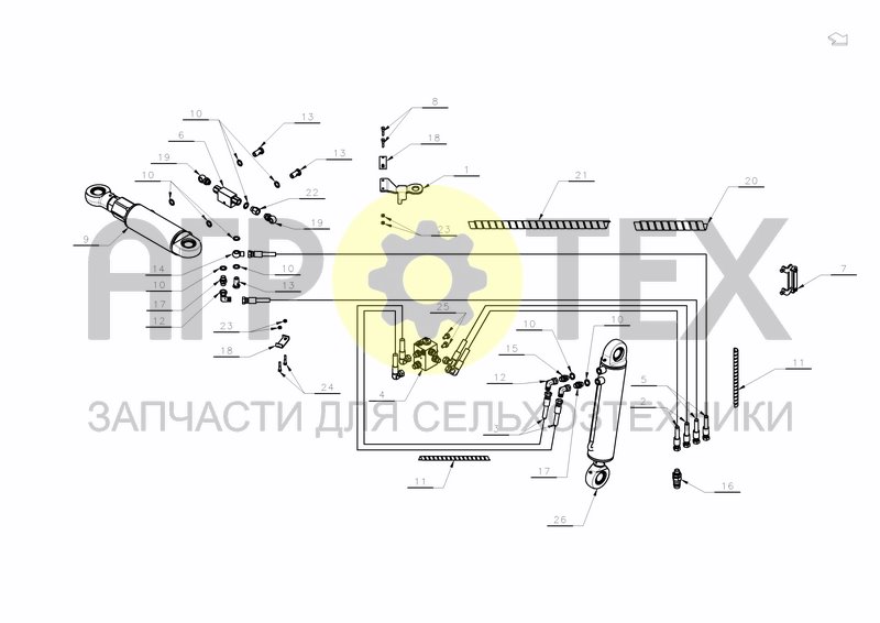 Чертеж HYDRAULICS FURROW WITDH ADJ. VARIOMAT