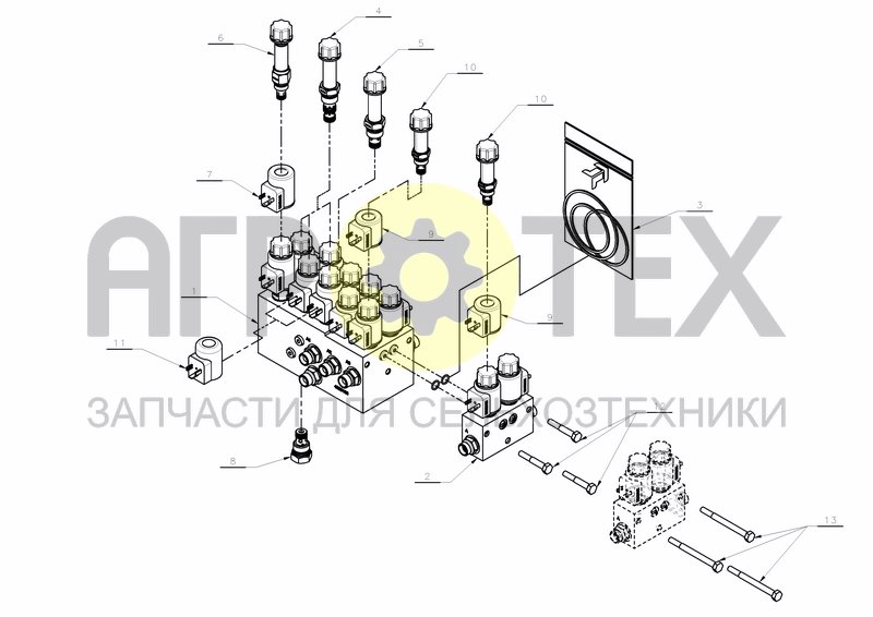 Чертеж HYDRAULIC VALVE BLOCK