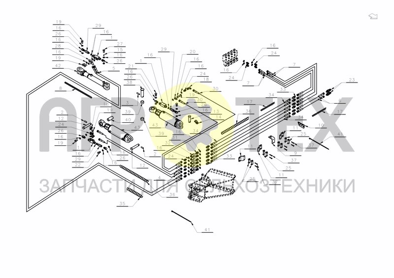 Чертеж HYDRAULICS S-ARM FRONT SECTION