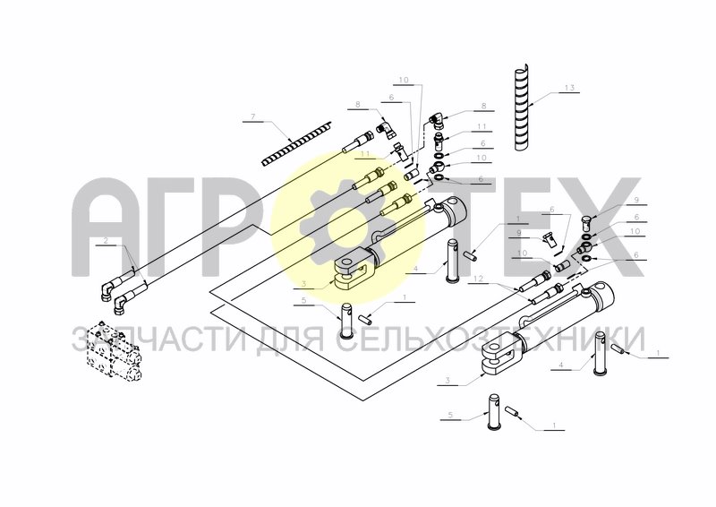 Чертеж HYD. FRONT FURROW 2 CYLINDERS