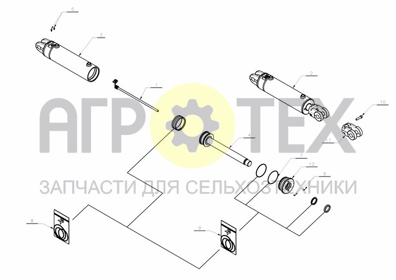 CYLINDER D90-D40X570+250 W / SENSOR (A133677388) (№6 на схеме)