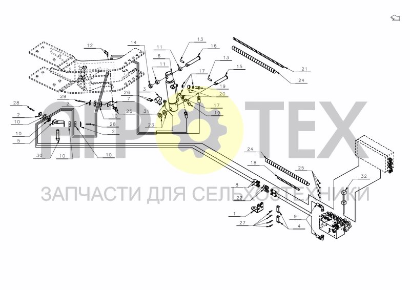 Чертеж HYDRAULICS AND ELECTRONICS FRAME MOUNTED WHEEL