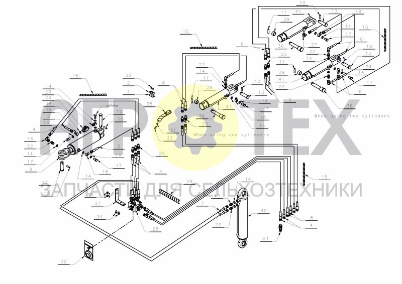 HYDRAULICS HS-300 + SEQ.MEM & FRONT F. 90MM CYL. (№31 на схеме)