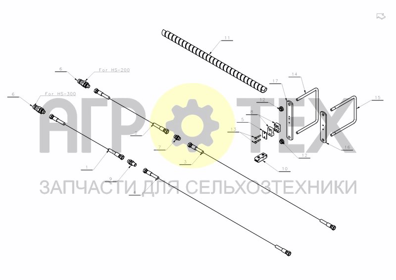 Чертеж HYDRAULIC WHEEL-HOSE ON FRAME