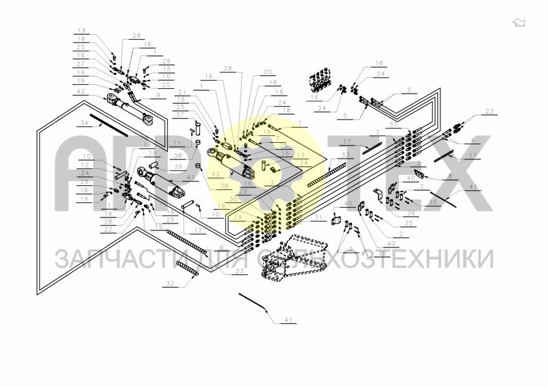 Чертеж HYDRAULICS S-ARM FRONT SECTION