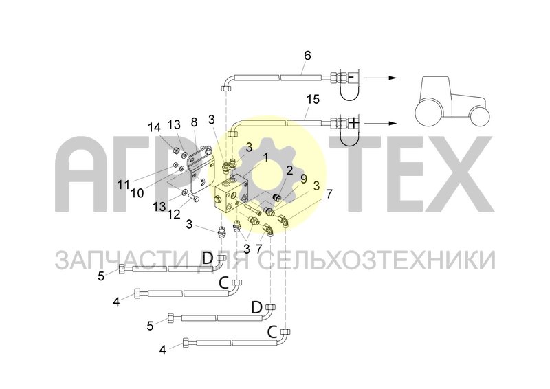 Чертеж DRAWBAR HYDRAULIC SYSTEM