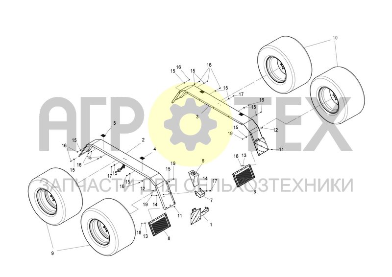 Чертеж MUDGUARDS WITH TYRES 560/45-22,5