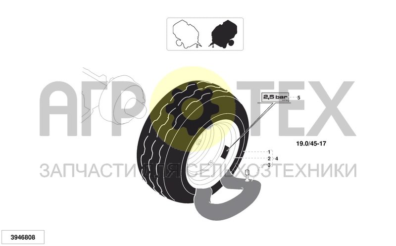 Чертеж SET OF WHEELS 19/45-17