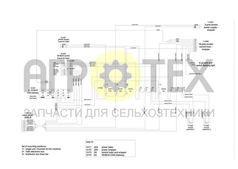 Чертеж WIRING DIAGRAM DISTRIBUTOR BOX TO DRAW BAR