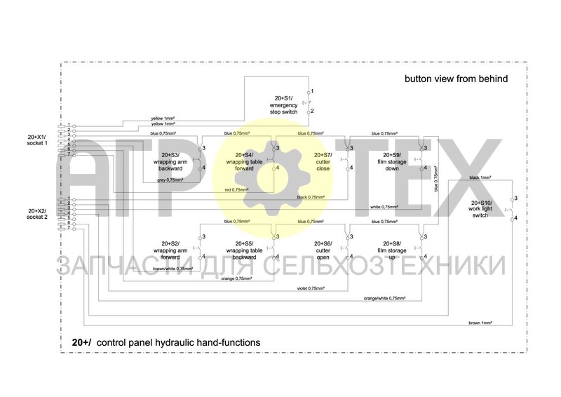 Чертеж WIRING DIAGRAM CONTROL PANEL TO HYDRAULIC HAND-FUN