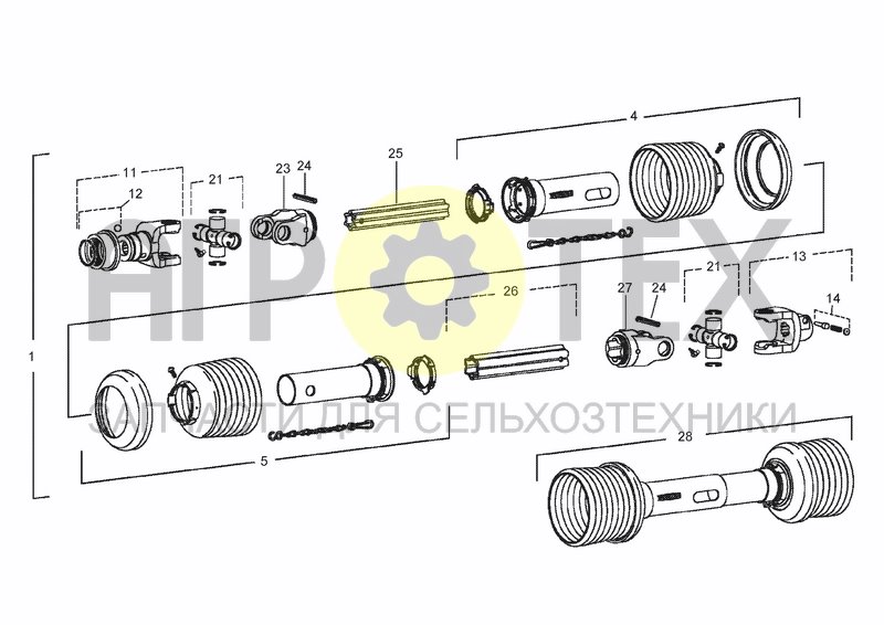 Чертеж PTO DRIVE SHAFT