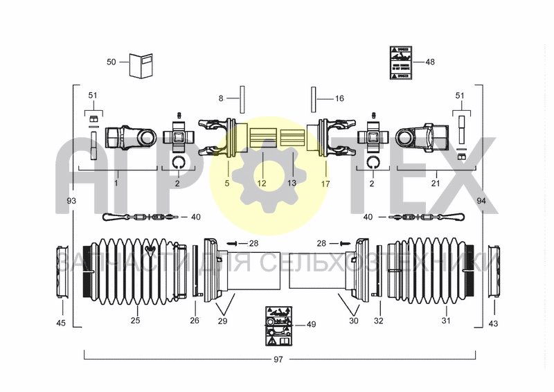 Чертеж PTO DRIVE SHAFT