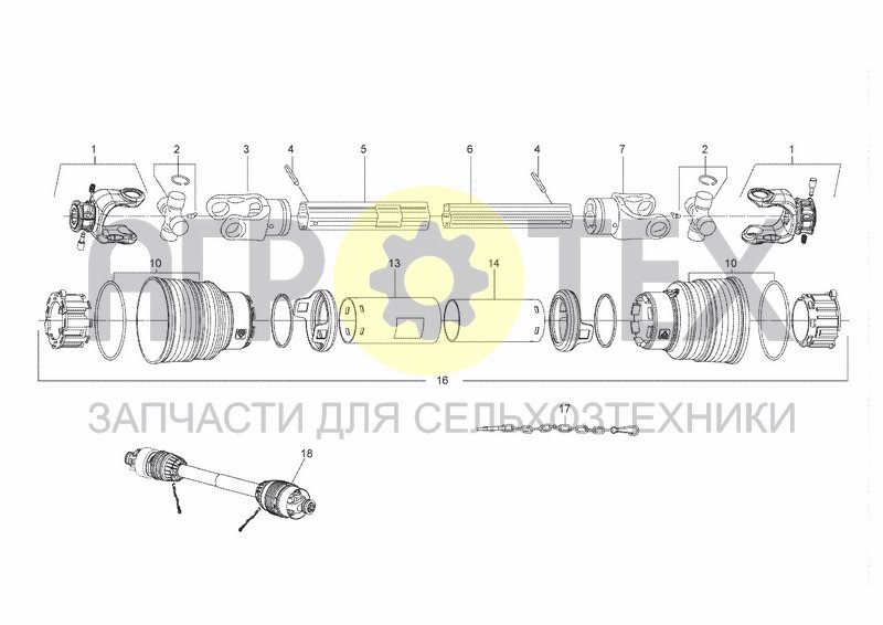 Чертеж PTO DRIVE SHAFT