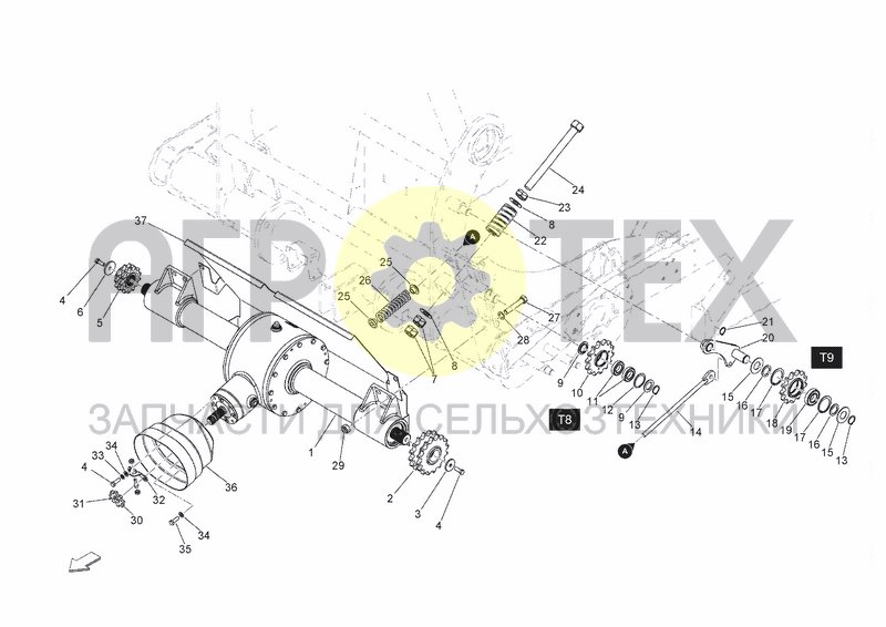 Чертеж FRONT BAR AND GEARBOX