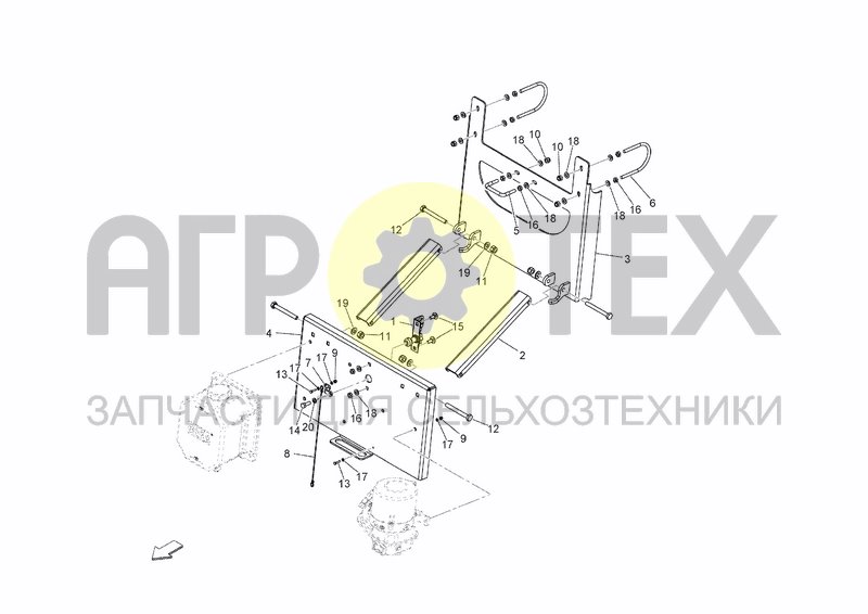 Чертеж RECLINABLE OIL-GREASE TANK SUPPORT