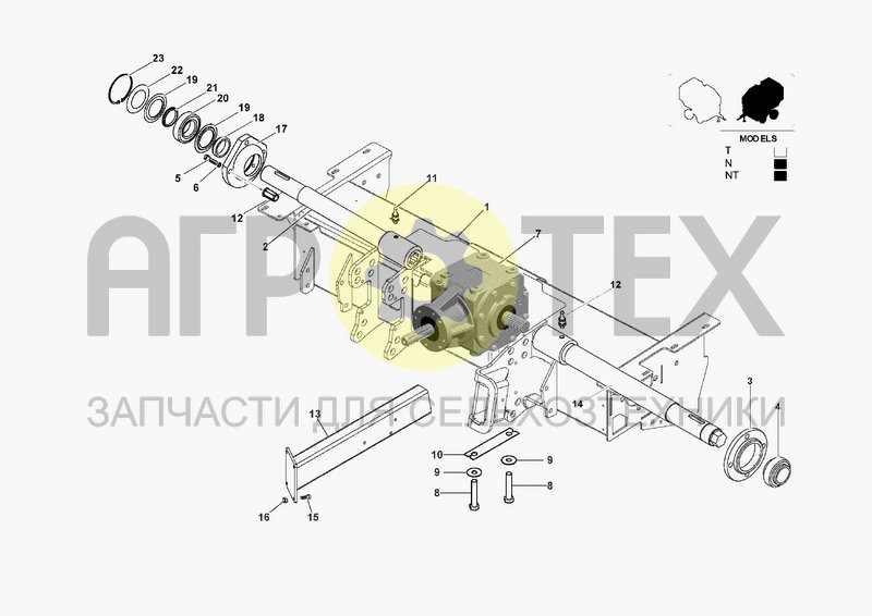 Чертеж FRONT BAR & GEAR BOX