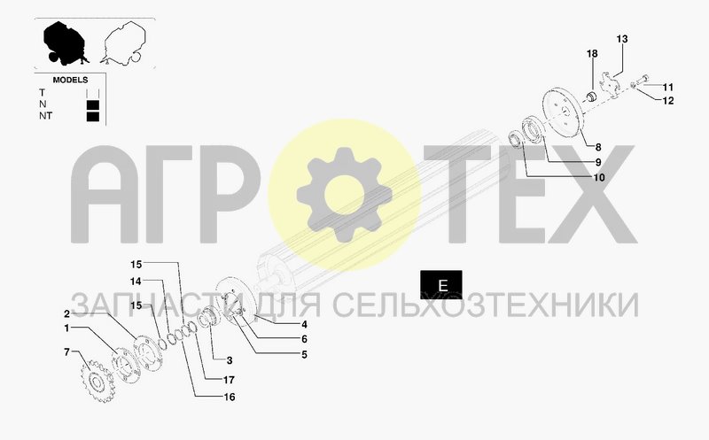 Чертеж ROLLER E SPROCKET SUPPORT